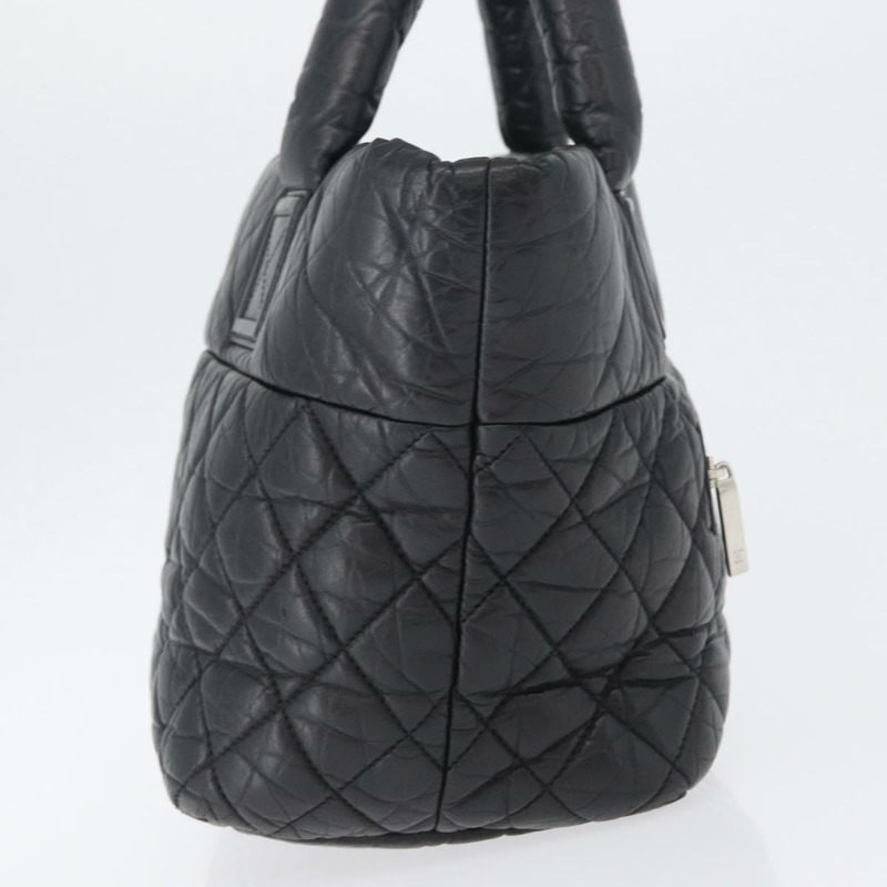 【日本直送】香奈兒 (CHANEL) Matelasse 手提包，黑色銀色雙C標誌皮革，正品 ka2459SAV-3