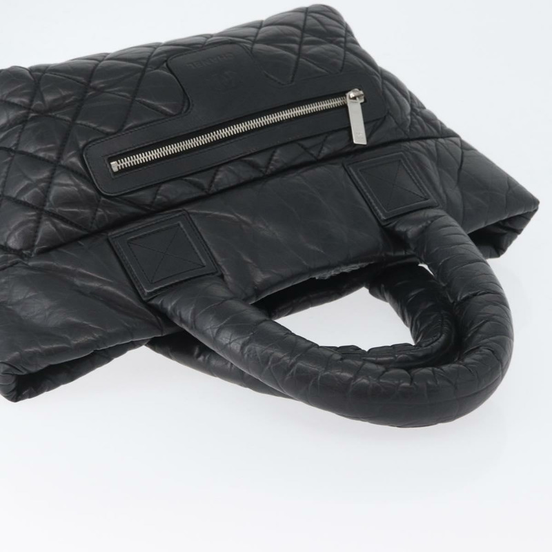 【日本直送】香奈兒 (CHANEL) Matelasse 手提包，黑色銀色雙C標誌皮革，正品 ka2459SAV-5