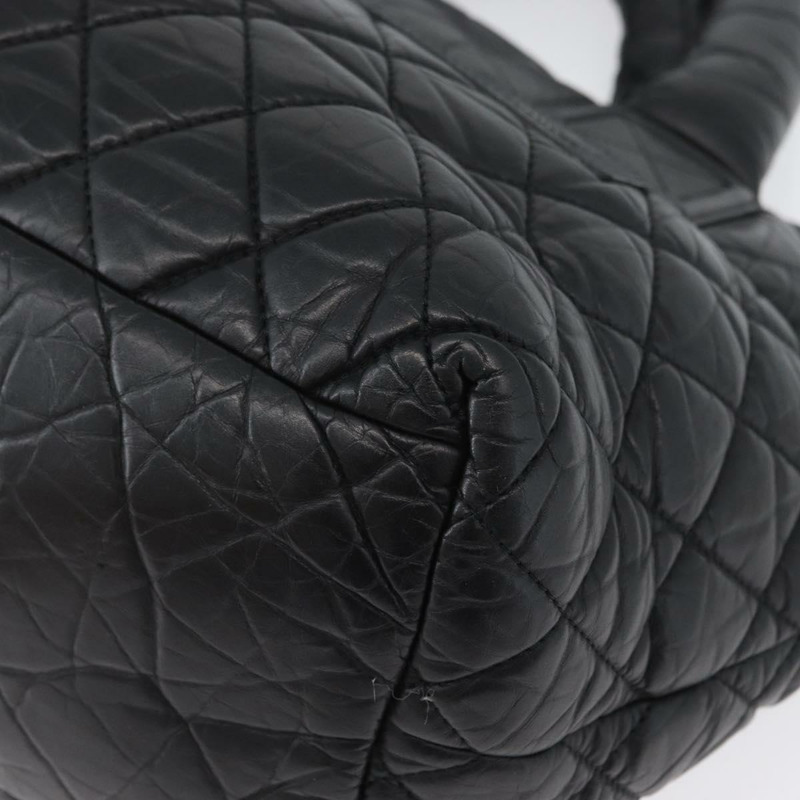 【日本直送】香奈兒 (CHANEL) Matelasse 手提包，黑色銀色雙C標誌皮革，正品 ka2459SAV-13