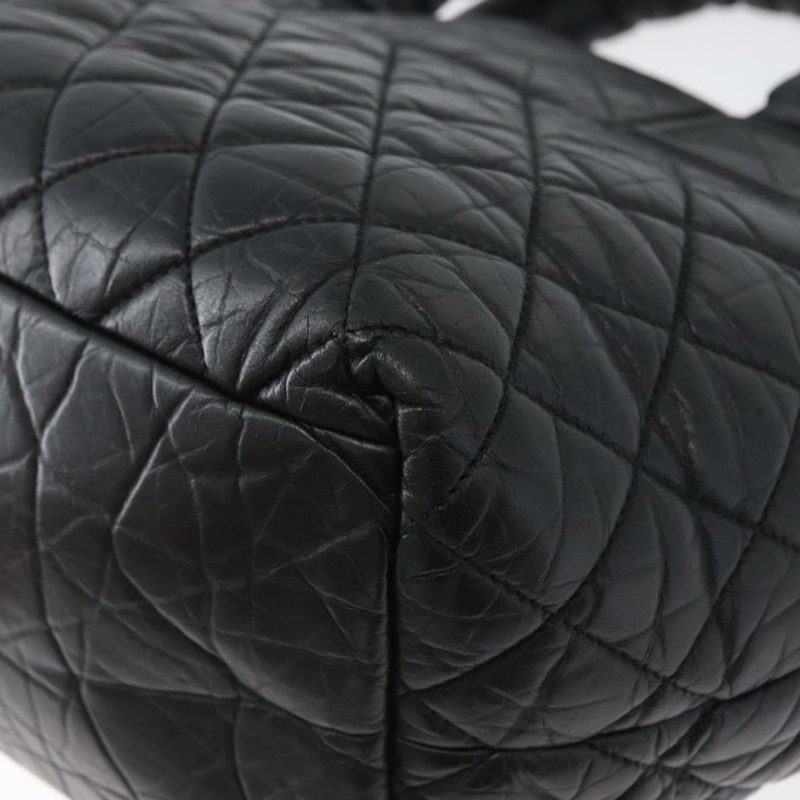 【日本直送】香奈兒 (CHANEL) Matelasse 手提包，黑色銀色雙C標誌皮革，正品 ka2459SAV-15