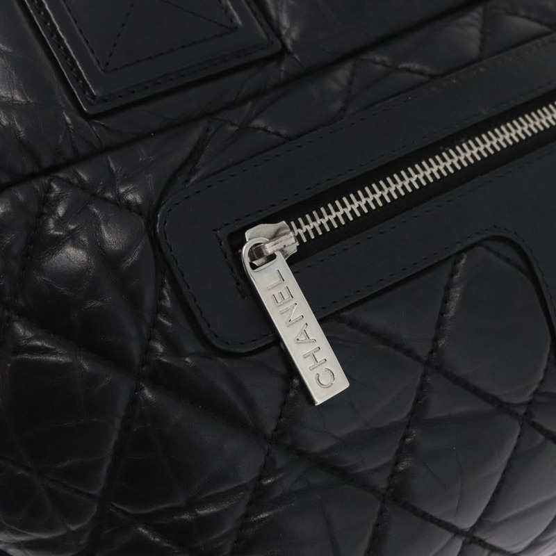【日本直送】香奈兒 (CHANEL) Matelasse 手提包，黑色銀色雙C標誌皮革，正品 ka2459SAV-16