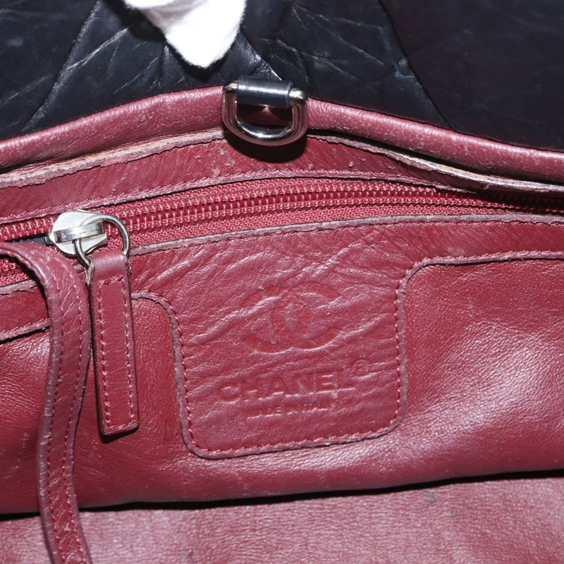 【日本直送】香奈兒 (CHANEL) Matelasse 手提包，黑色銀色雙C標誌皮革，正品 ka2459SAV-17