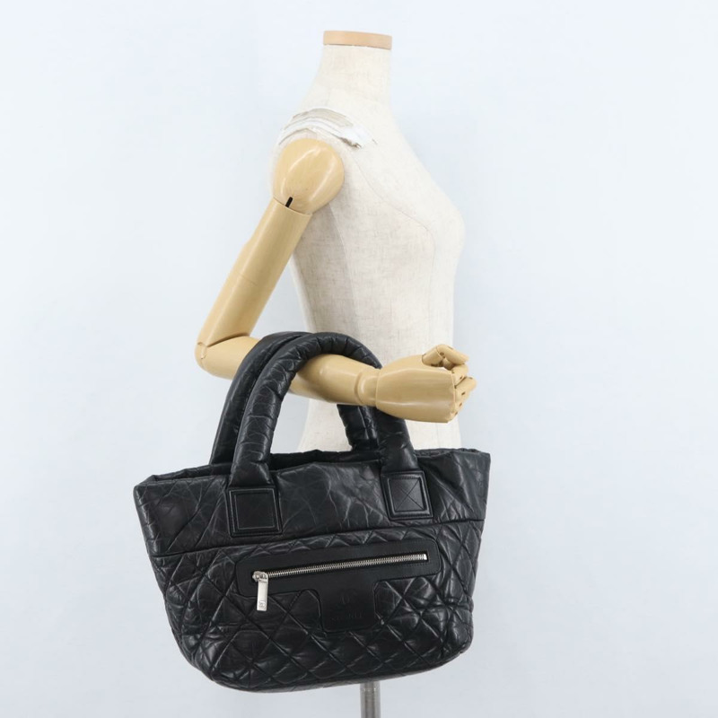 【日本直送】香奈兒 (CHANEL) Matelasse 手提包，黑色銀色雙C標誌皮革，正品 ka2459SAV-24