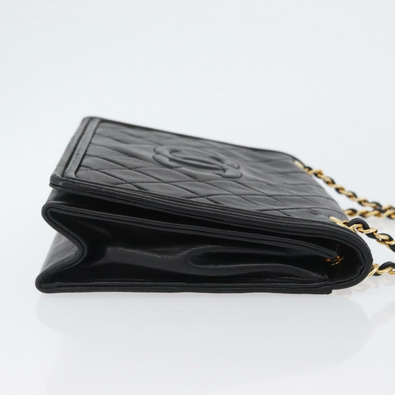 【日本直送】香奈兒 (CHANEL) 絎縫鏈條單肩包，羊皮材質，黑色，金色雙C標誌，正品編號 ka2482V-2