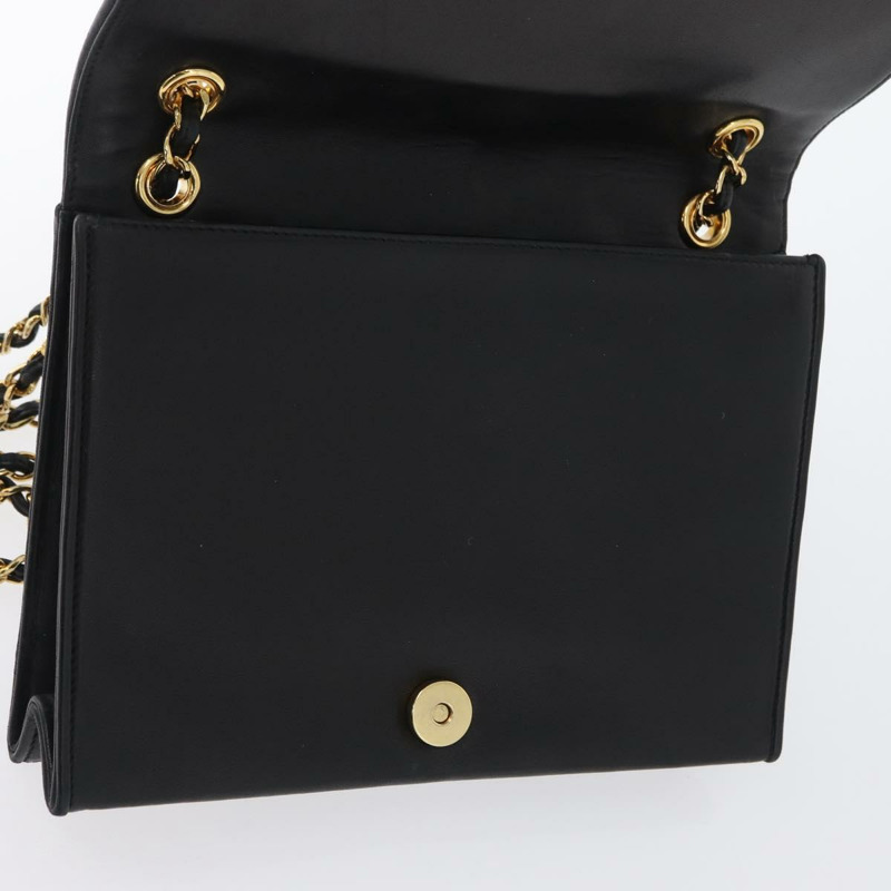 【日本直送】香奈兒 (CHANEL) 絎縫鏈條單肩包，羊皮材質，黑色，金色雙C標誌，正品編號 ka2482V-19