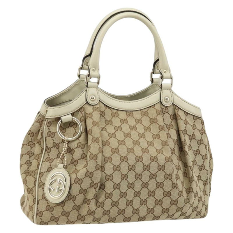 【日本直送】GUCCI GG帆布Sukey手提包 米色 金色 211944 正品 ka2542V-0