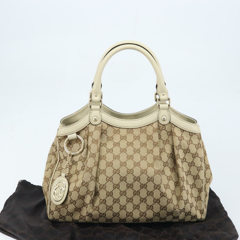 【日本直送】GUCCI GG帆布Sukey手提包 米色 金色 211944 正品 ka2542V-11