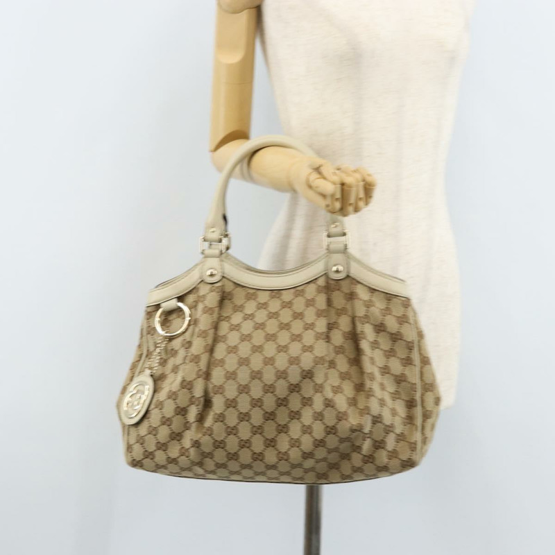 【日本直送】GUCCI GG帆布Sukey手提包 米色 金色 211944 正品 ka2542V-24