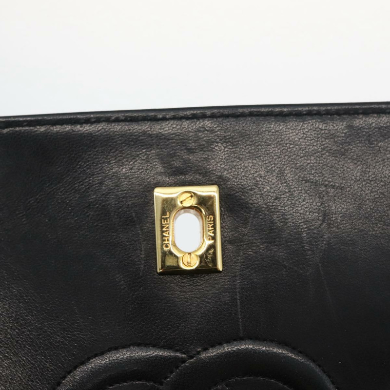 【日本直送】香奈兒 (CHANEL) 絎縫鏈條單肩包，羊皮材質，黑色，金色雙C標誌，正品 ka2483SAV-8