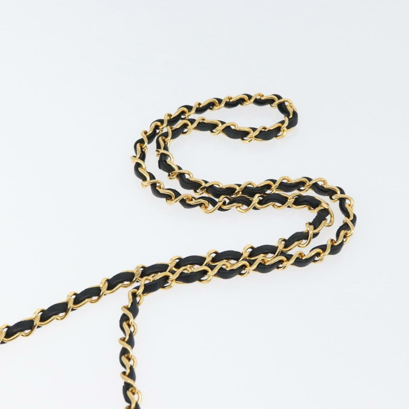 【日本直送】香奈兒 (CHANEL) 絎縫鏈條單肩包，羊皮材質，黑色，金色雙C標誌，正品 ka2483SAV-13