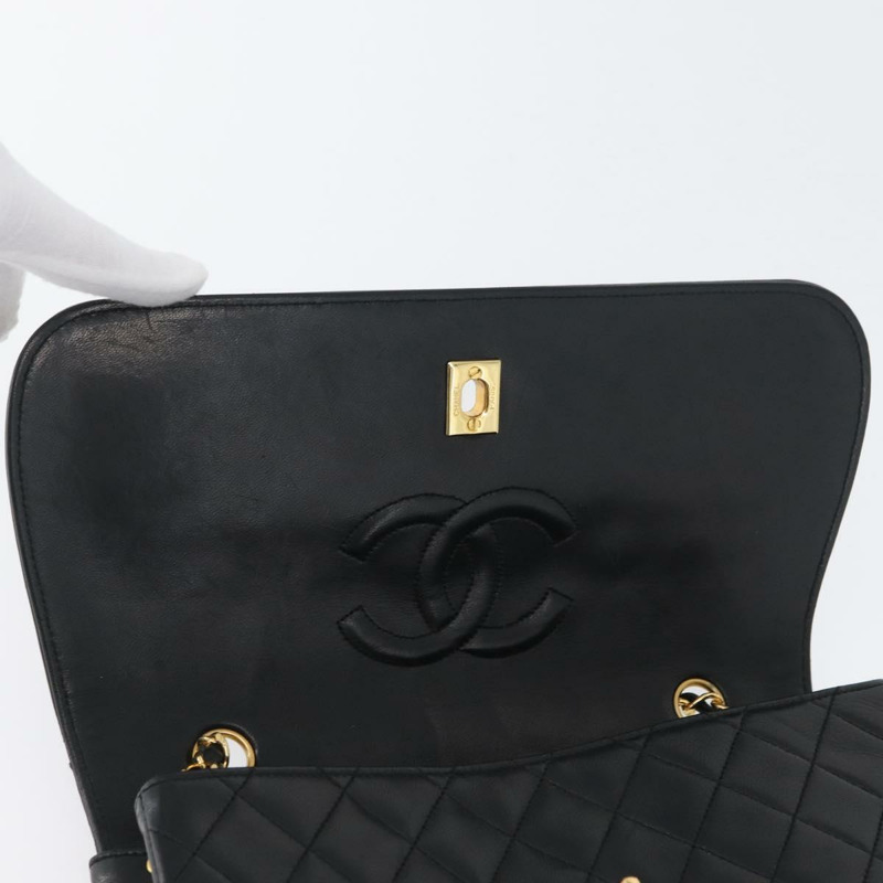 【日本直送】香奈兒 (CHANEL) 絎縫鏈條單肩包，羊皮材質，黑色，金色雙C標誌，正品 ka2483SAV-19