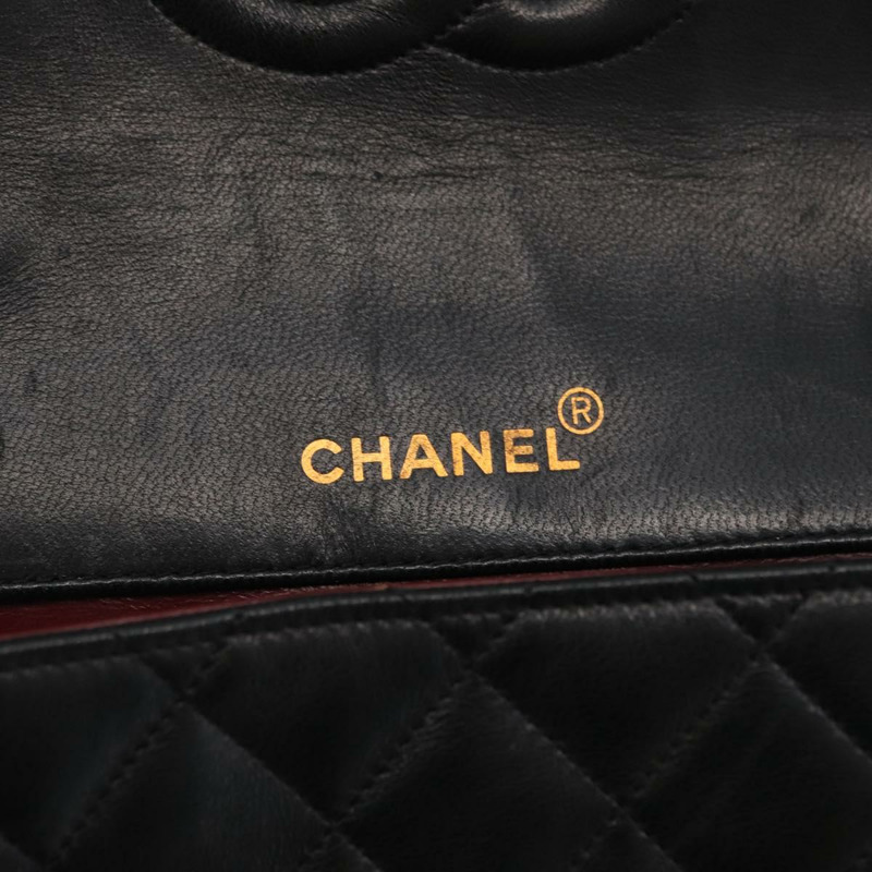 【日本直送】香奈兒 (CHANEL) 絎縫鏈條單肩包，羊皮材質，黑色，金色雙C標誌，正品 ka2483SAV-21