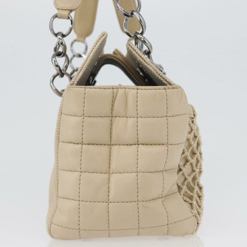 【日本直送】香奈兒 Choco Bar 手提包 帆布 米色 金色 CC 標誌 正品 157638V-2