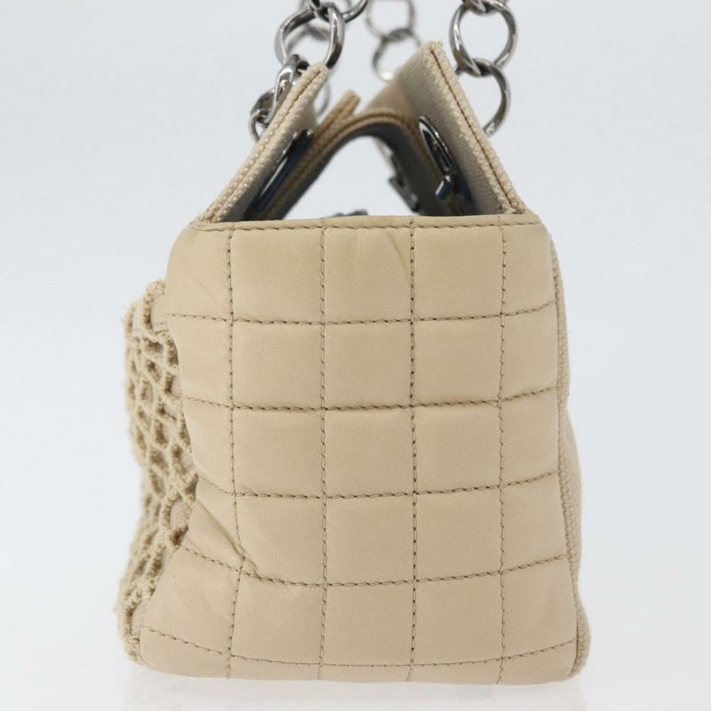 【日本直送】香奈兒 Choco Bar 手提包 帆布 米色 金色 CC 標誌 正品 157638V-3