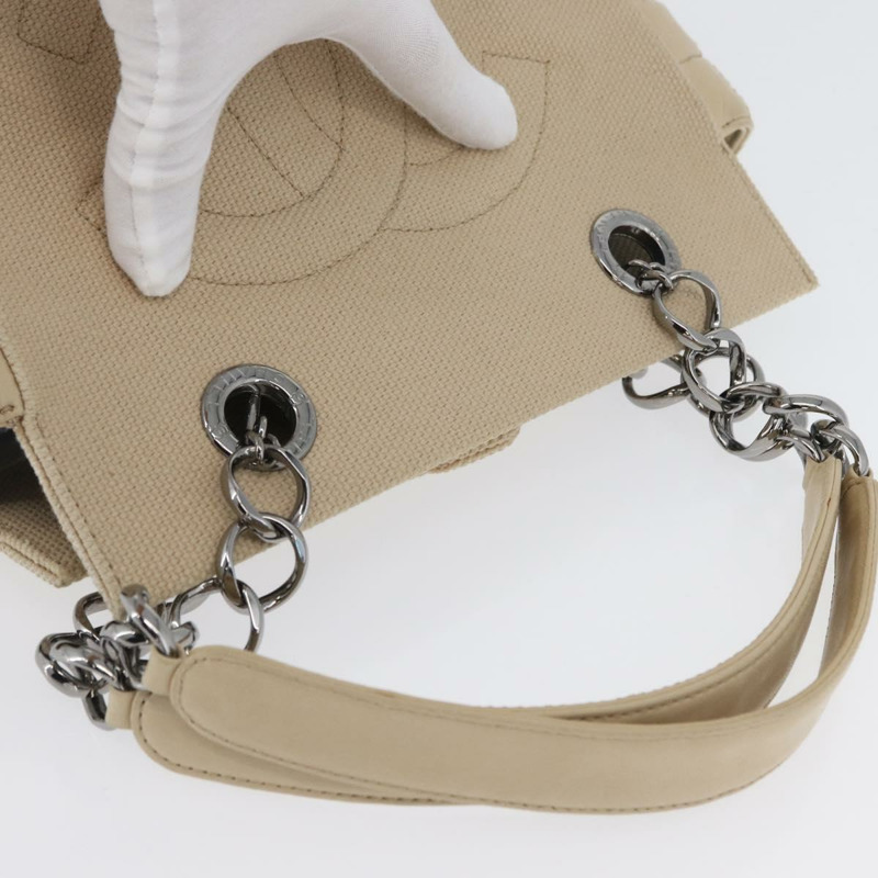 【日本直送】香奈兒 Choco Bar 手提包 帆布 米色 金色 CC 標誌 正品 157638V-5