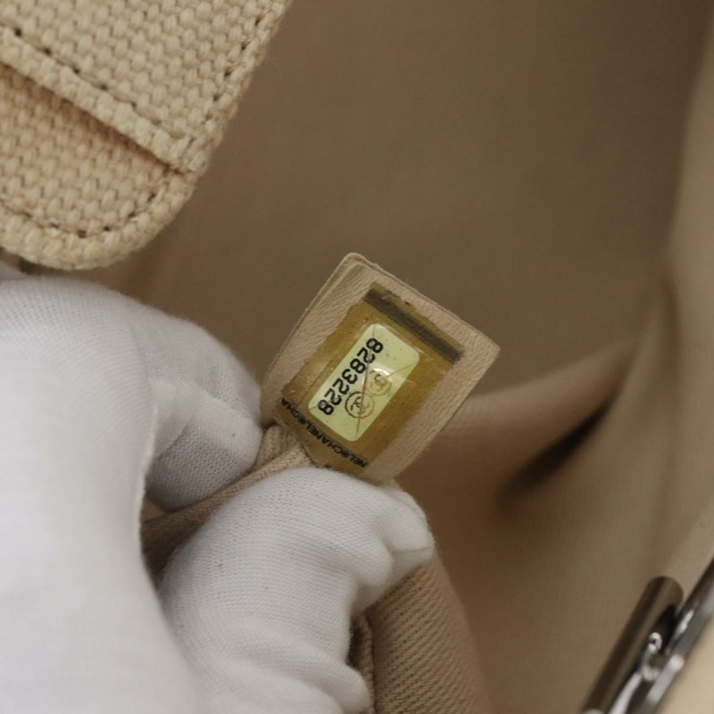 【日本直送】香奈兒 Choco Bar 手提包 帆布 米色 金色 CC 標誌 正品 157638V-11