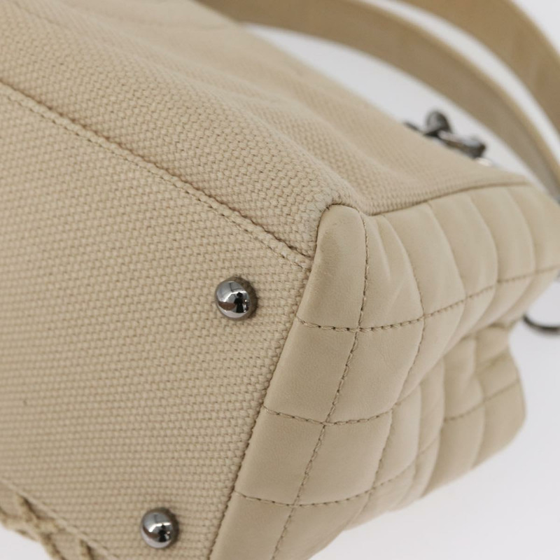 【日本直送】香奈兒 Choco Bar 手提包 帆布 米色 金色 CC 標誌 正品 157638V-13