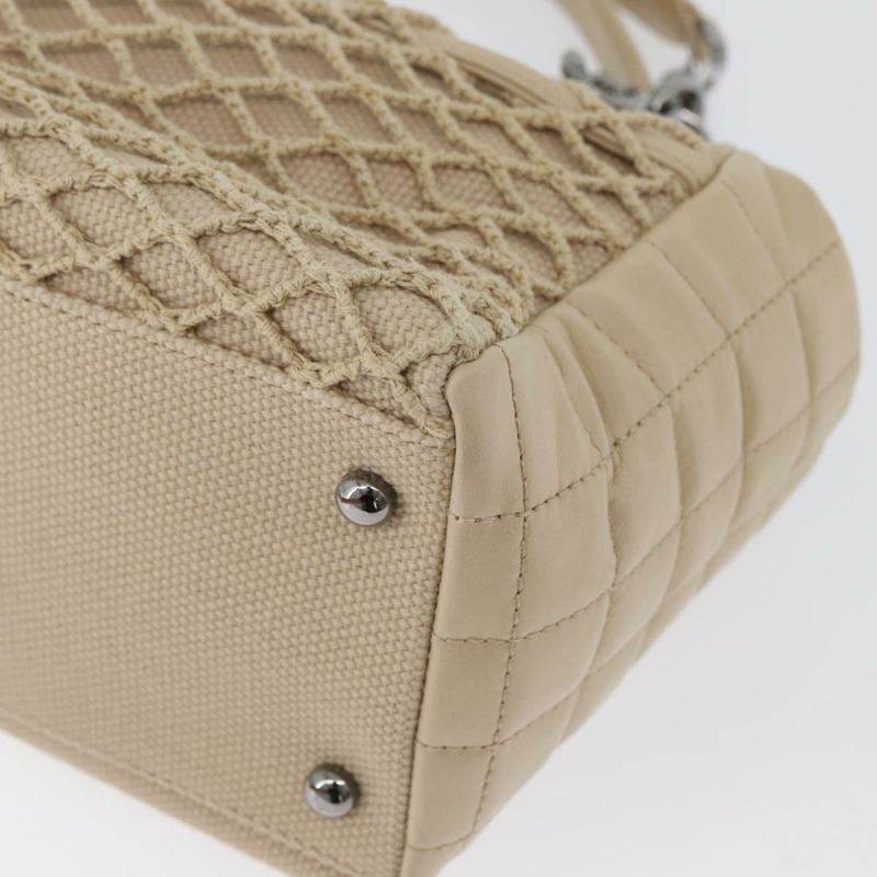 【日本直送】香奈兒 Choco Bar 手提包 帆布 米色 金色 CC 標誌 正品 157638V-15