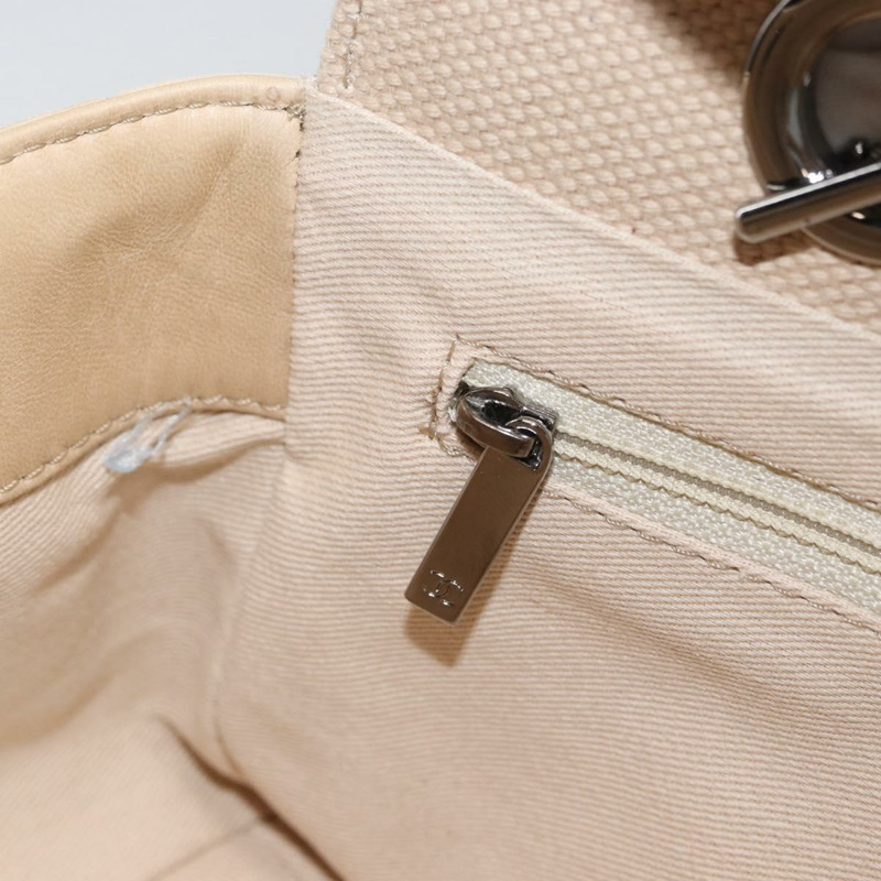 【日本直送】香奈兒 Choco Bar 手提包 帆布 米色 金色 CC 標誌 正品 157638V-19