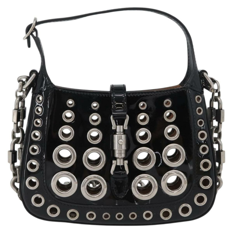 【日本直送】GUCCI 新款 Jackie 迷你鏈條 HAHAHA 包，漆皮兩用黑色 699651，正品編號 168036SM-12