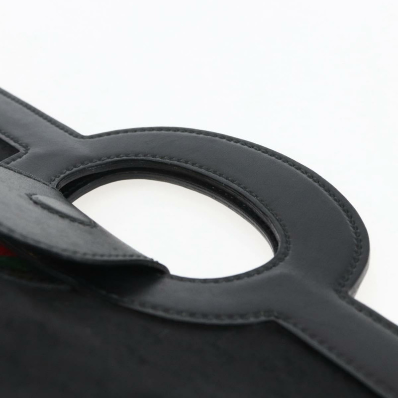 【日本直送】GUCCI GG帆布織帶雪莉酒系列手提包 黑色金色 Auth mr2031V-7