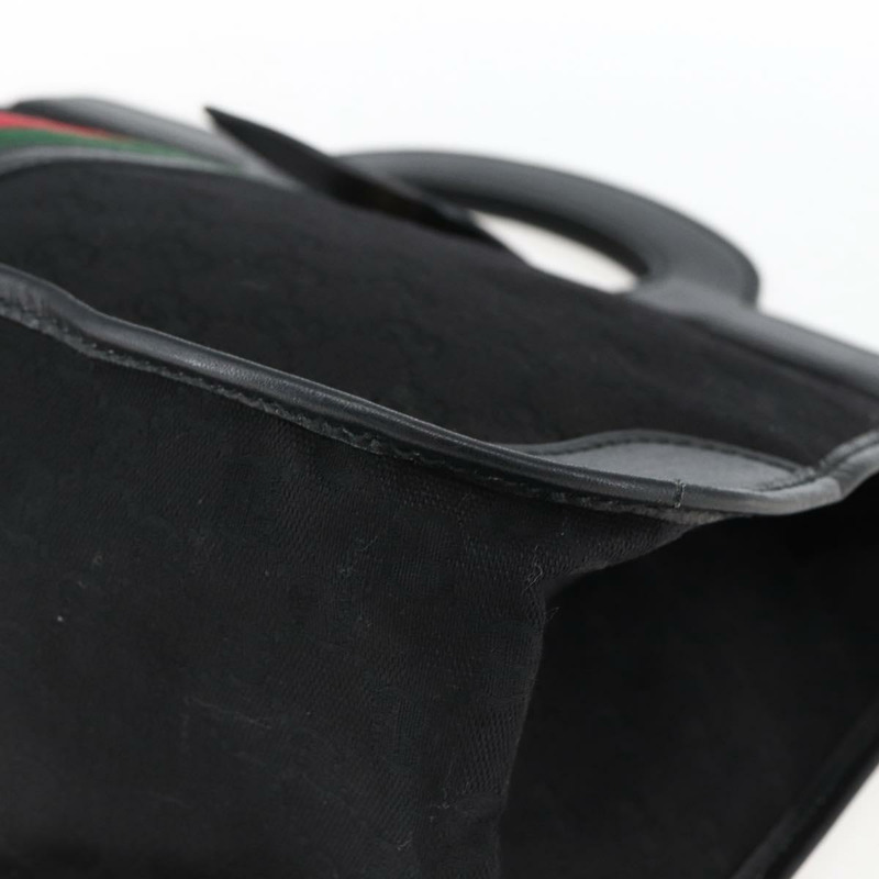 【日本直送】GUCCI GG帆布織帶雪莉酒系列手提包 黑色金色 Auth mr2031V-8