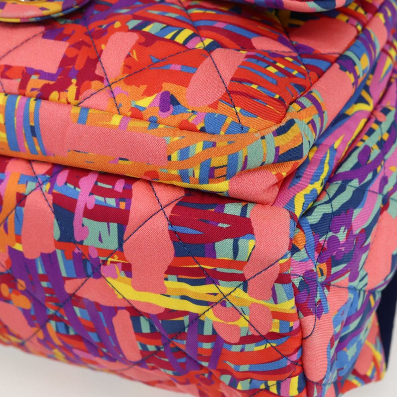 【日本直送】香奈兒 (CHANEL) 絎縫尼龍多色銀色雙C標誌背包 Auth 168037SAM-16