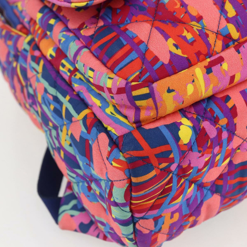 【日本直送】香奈兒 (CHANEL) 絎縫尼龍多色銀色雙C標誌背包 Auth 168037SAM-17