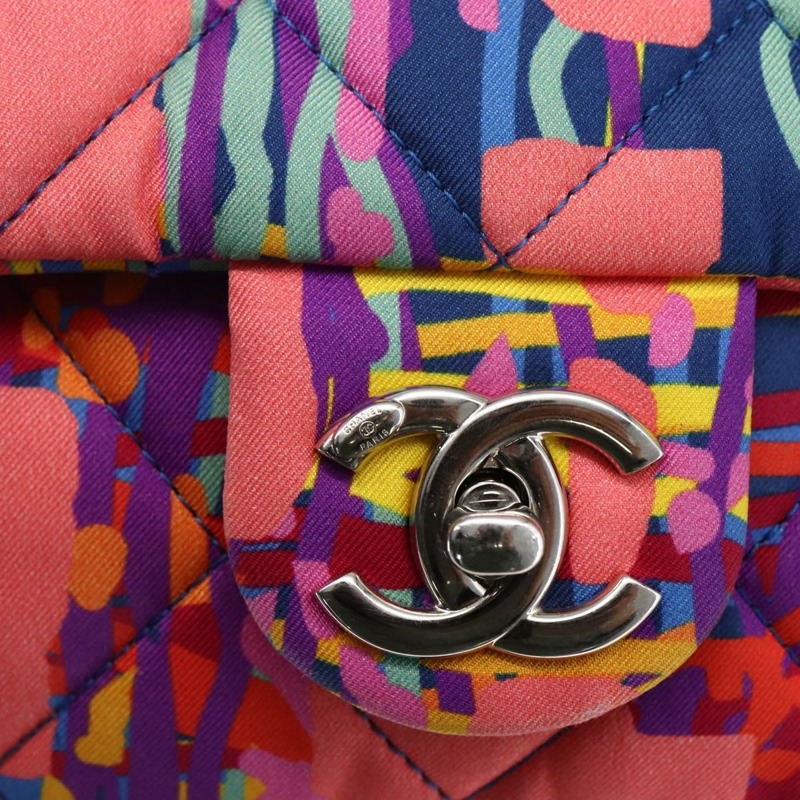 【日本直送】香奈兒 (CHANEL) 絎縫尼龍多色銀色雙C標誌背包 Auth 168037SAM-20