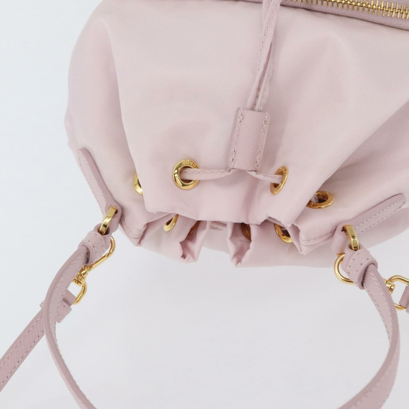 【日本直送】PRADA 尼龍雙肩包，粉紅色金色，正品 mr2065V-5