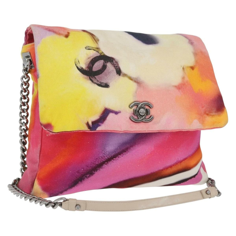 【日本直送】香奈兒鏈條絎縫肩背包帆布多色銀色雙C標誌正品 168180SAM-0