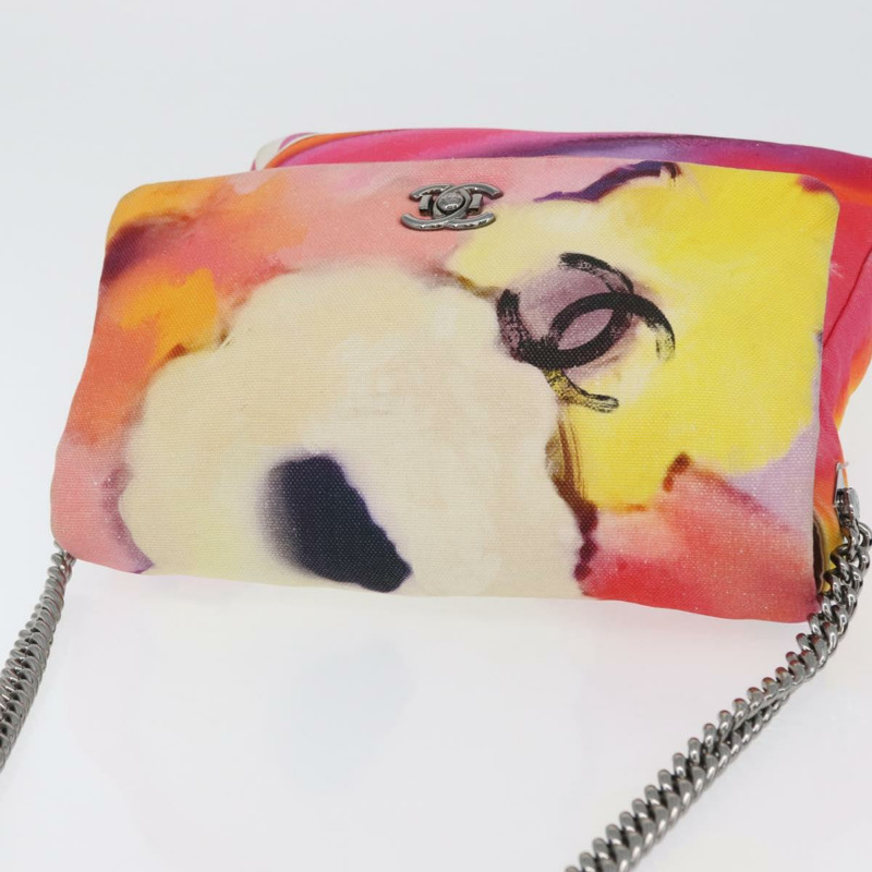 【日本直送】香奈兒鏈條絎縫肩背包帆布多色銀色雙C標誌正品 168180SAM-6