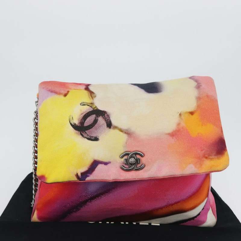 【日本直送】香奈兒鏈條絎縫肩背包帆布多色銀色雙C標誌正品 168180SAM-11