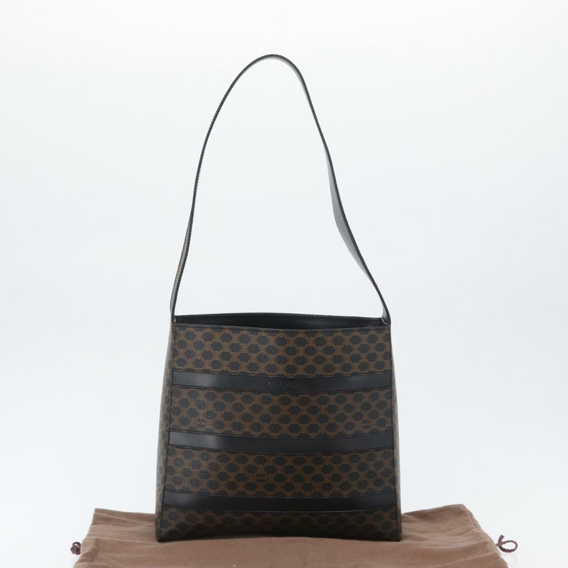 【日本直送】CELINE Macadam帆布肩背包 PVC皮革 黑色金色 Auth mr2072V-11
