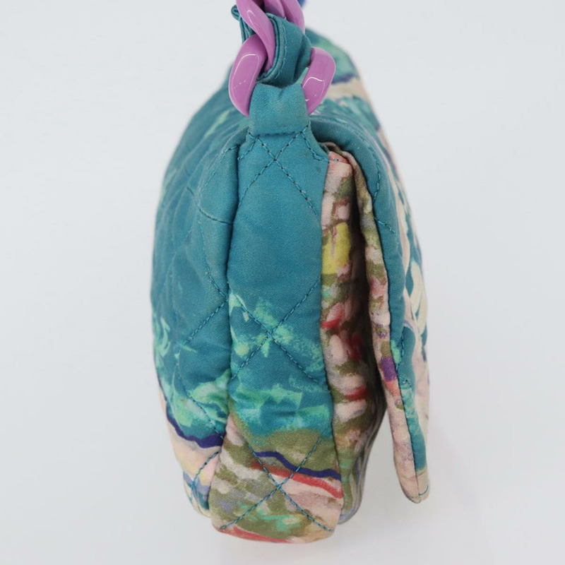 【日本直送】香奈兒塑膠鏈條絎縫帆布包，土耳其藍，CC標誌，正品編號171165SAV-3