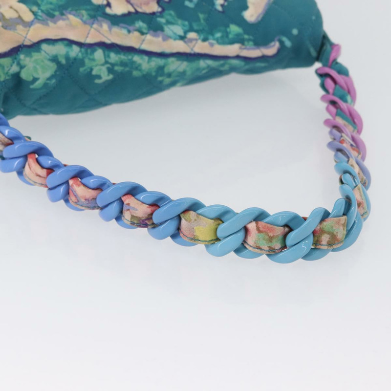 【日本直送】香奈兒塑膠鏈條絎縫帆布包，土耳其藍，CC標誌，正品編號171165SAV-6