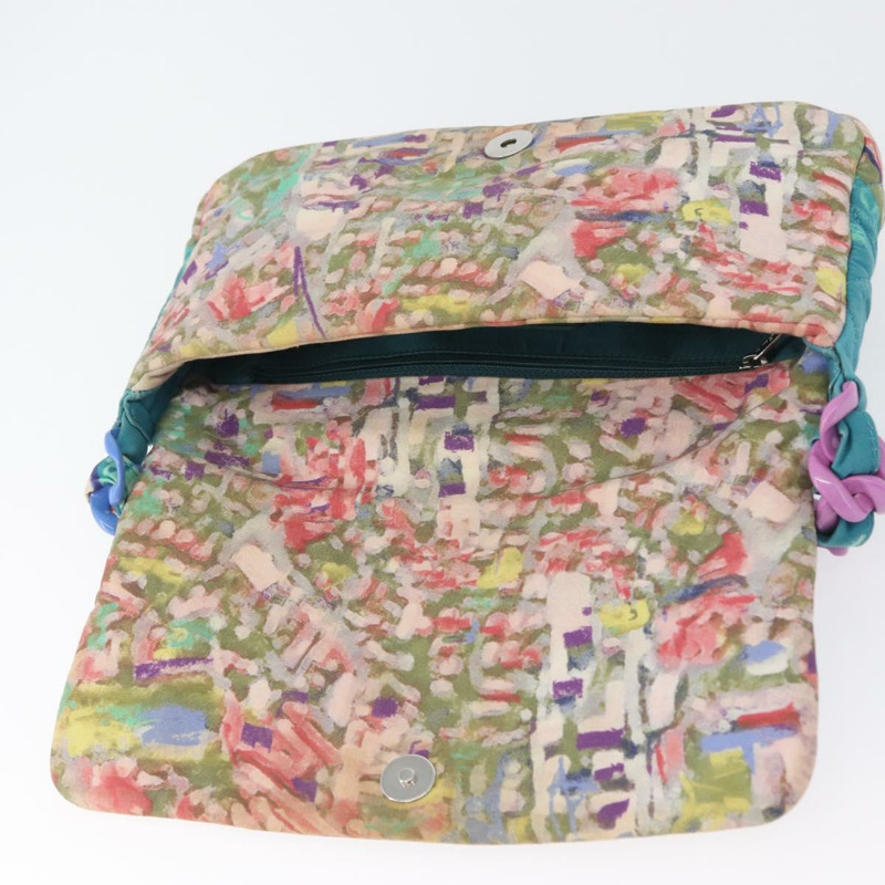 【日本直送】香奈兒塑膠鏈條絎縫帆布包，土耳其藍，CC標誌，正品編號171165SAV-7