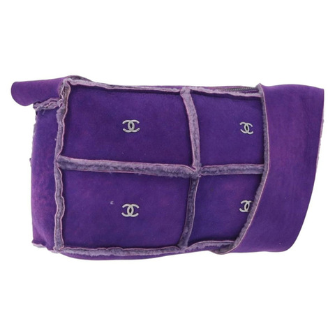 香奈兒 Mouton 紫色銀色 CC 單背包 Auth mr2033V