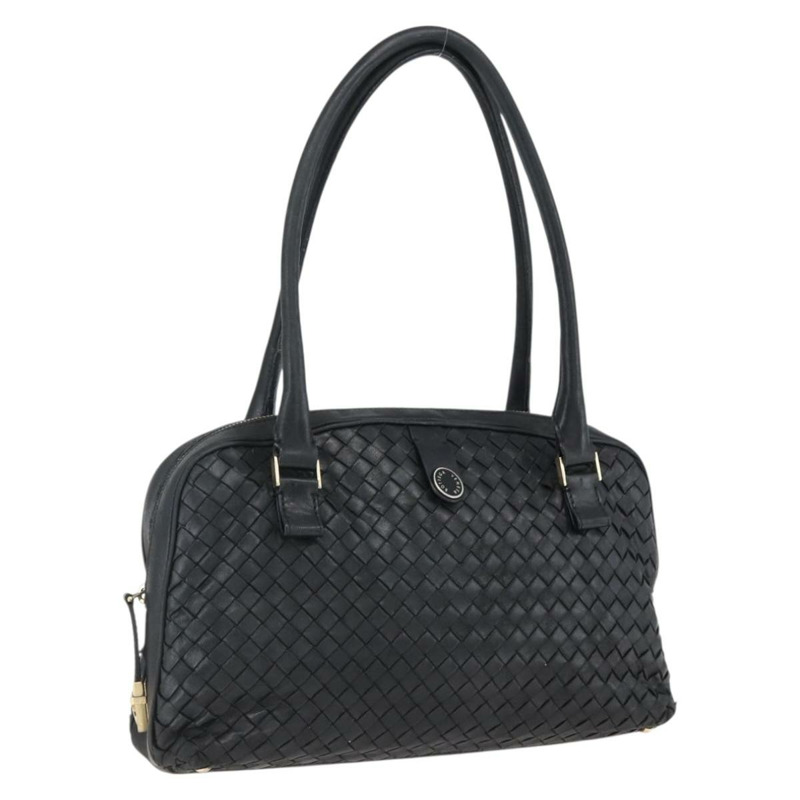 【日本直送】BOTTEGA VENETA INTRECCIATO 手提包 皮革 黑色 金色 Auth mr2087-0