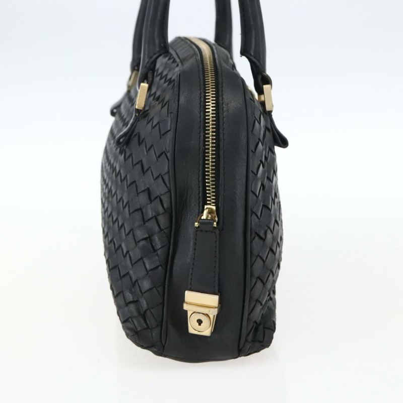 【日本直送】BOTTEGA VENETA INTRECCIATO 手提包 皮革 黑色 金色 Auth mr2087-2
