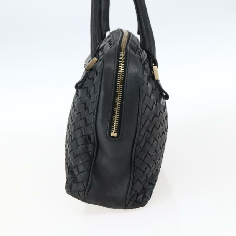 【日本直送】BOTTEGA VENETA INTRECCIATO 手提包 皮革 黑色 金色 Auth mr2087-3
