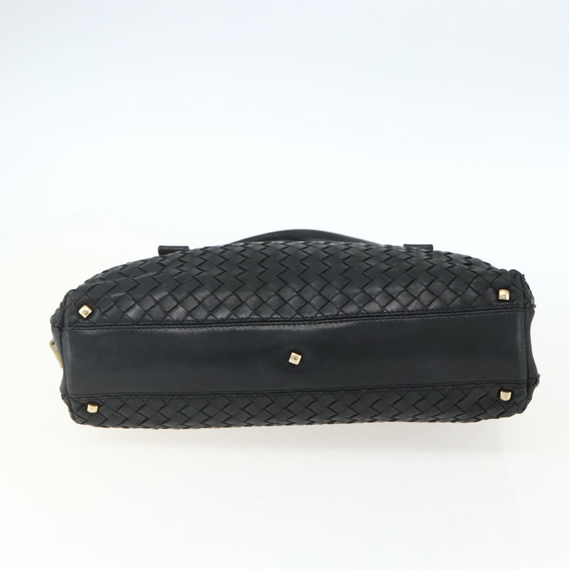 【日本直送】BOTTEGA VENETA INTRECCIATO 手提包 皮革 黑色 金色 Auth mr2087-4