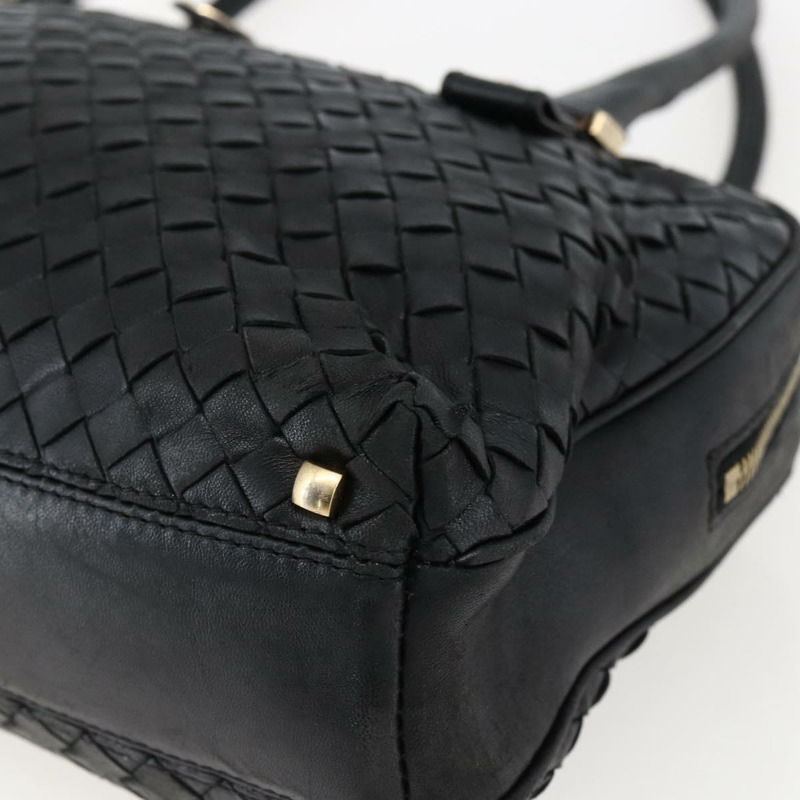 【日本直送】BOTTEGA VENETA INTRECCIATO 手提包 皮革 黑色 金色 Auth mr2087-7