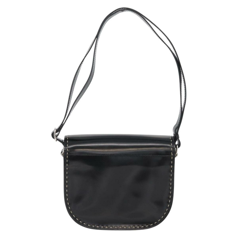 【日本直送】CELINE 黑色銀色皮革肩背包 Auth mr2059V-1