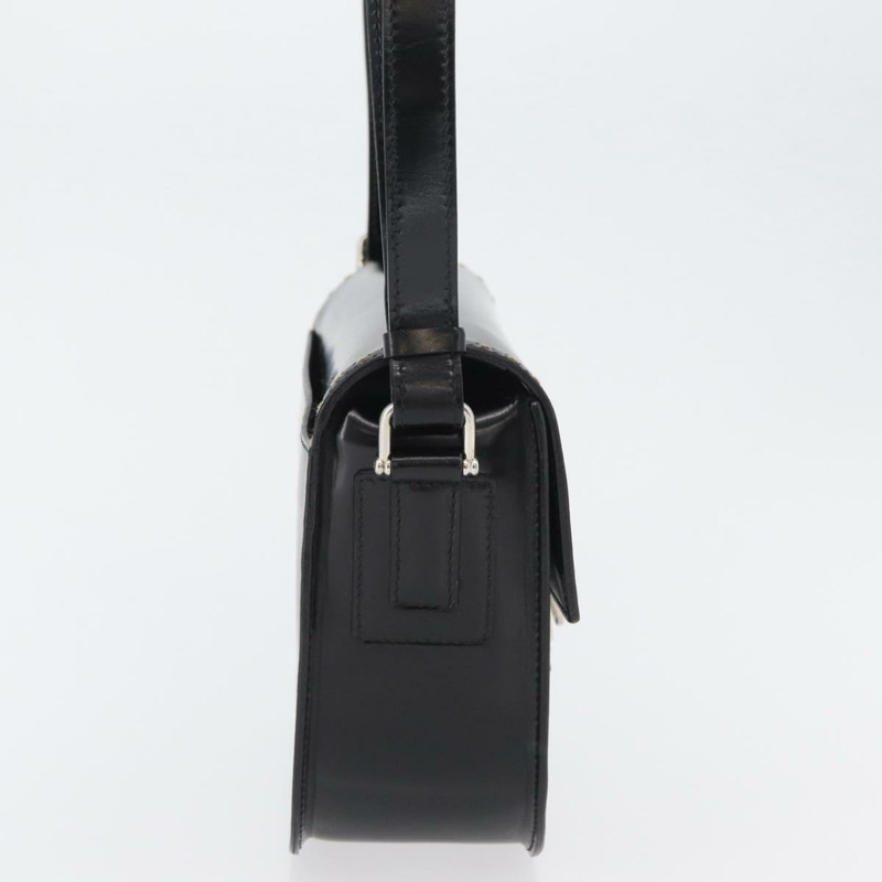 【日本直送】CELINE 黑色銀色皮革肩背包 Auth mr2059V-3