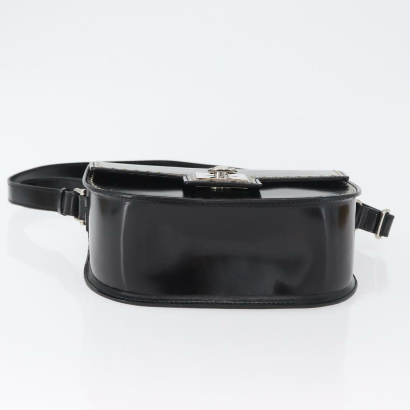 【日本直送】CELINE 黑色銀色皮革肩背包 Auth mr2059V-4