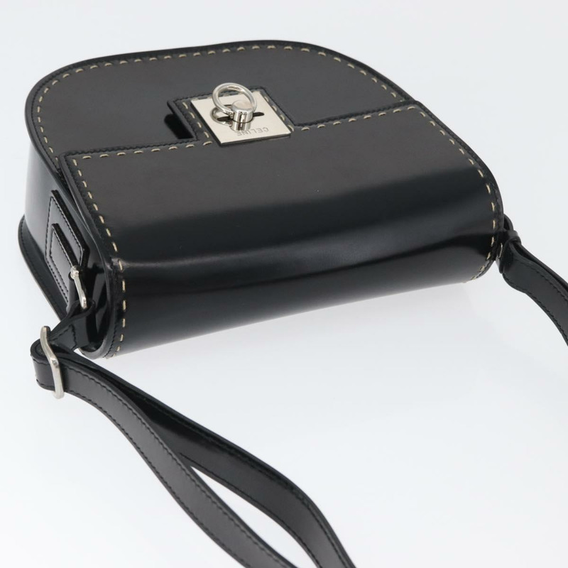 【日本直送】CELINE 黑色銀色皮革肩背包 Auth mr2059V-5