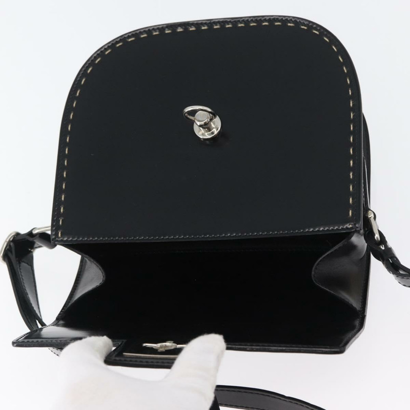 【日本直送】CELINE 黑色銀色皮革肩背包 Auth mr2059V-8