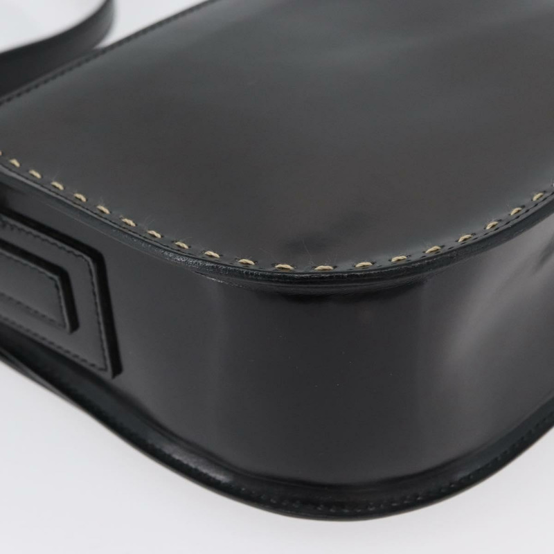 【日本直送】CELINE 黑色銀色皮革肩背包 Auth mr2059V-15