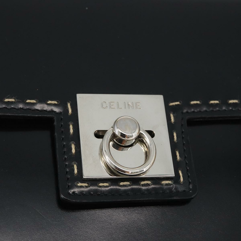 【日本直送】CELINE 黑色銀色皮革肩背包 Auth mr2059V-17